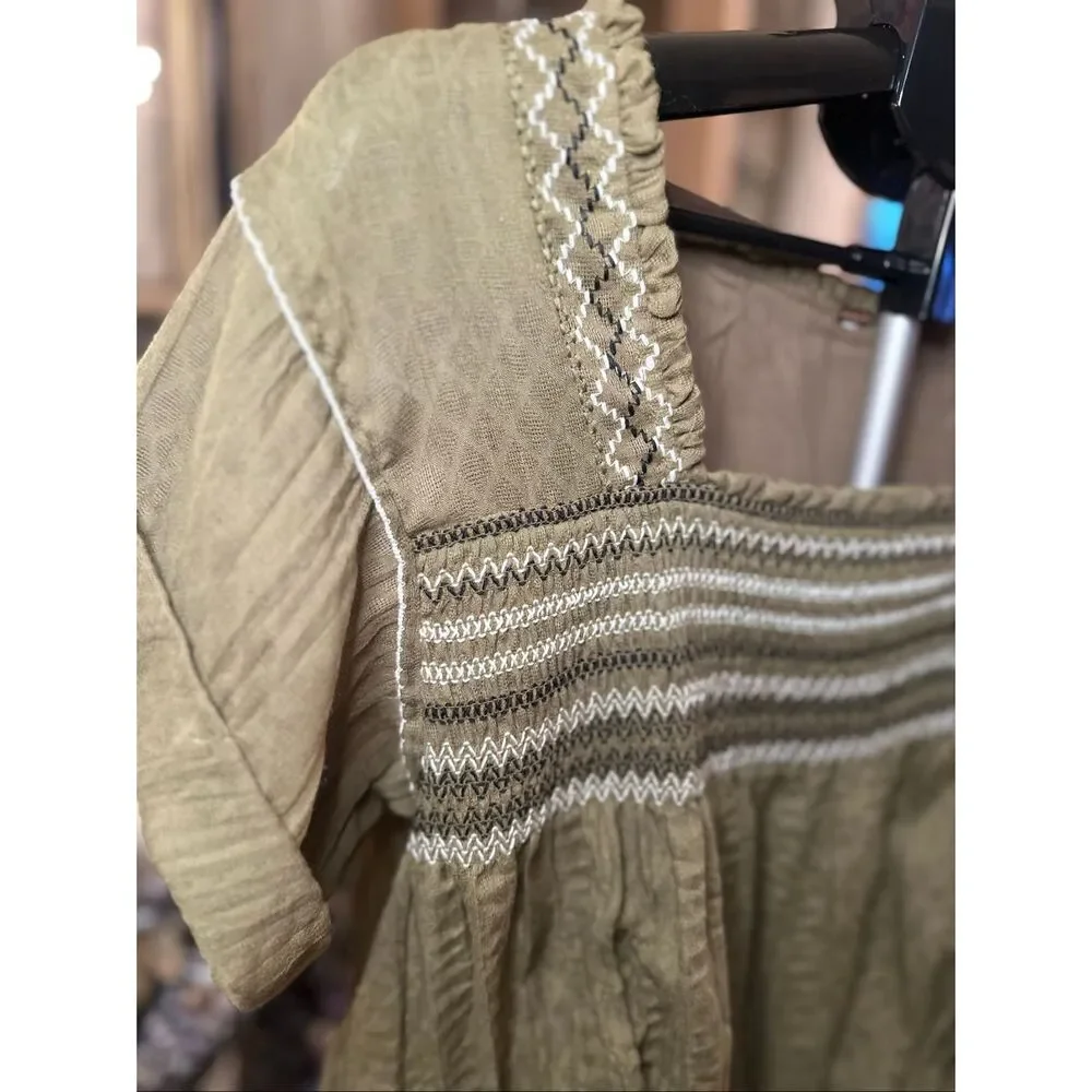 Free people, copper tag bubble blouse